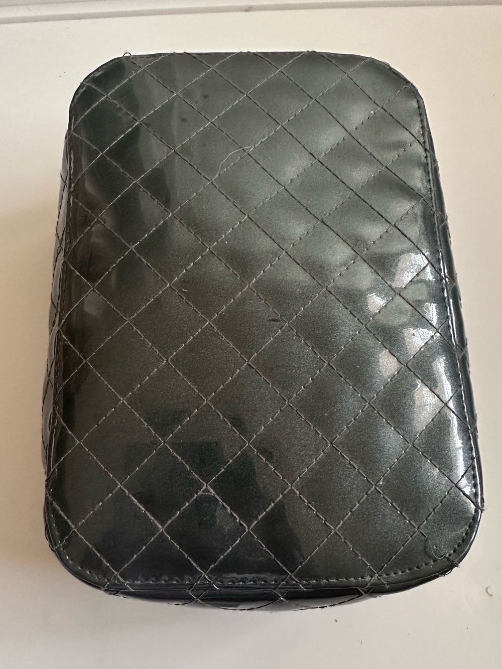 Trish McEvoy Quilted charcoal gray Cosmetic Travel Case